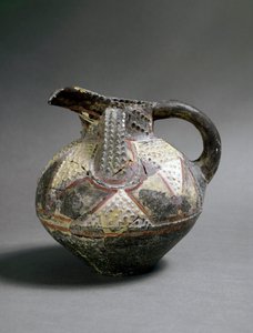 Arte minoico: jarrón de cerámica en estilo Barbotine. De Agia Triada (Hagia Triada). Aproximadamente 1500 a.C. Dim. 15.5 cm Heraclión, Museo Arqueológico de Minoan