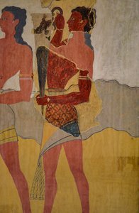 Reconstrucción del fresco de la procesión de Minoan