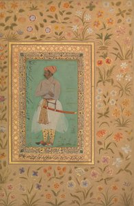 Retrato del Maharajá Bhim Kanwar, Folio del Álbum de Shah Jahan, verso: ca. 1615-29