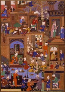 Noche en una ciudad, probablemente un folio de un manuscrito ilustrado, c.1540 de Mir SayyidAli