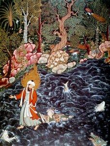 El profeta Elías rescatando al príncipe Nur ad-Dahr, 1562-1577 de Mir Sayyid Ali