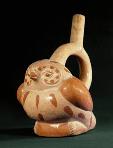 Arte precolombino, cultura mochica: vaso de terracota en forma de búho. 100 a.C.-800 d.C. Lima, Museo Nacional de Antropología y Arqueología, Perú de Moche Moche