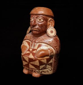Arte precolombino, civilización mochica: vaso representando el "Textil" - 200 a.C.-700 d.C. Lima, Museo Nacional de Antropología y Arqueología, Perú de Moche Moche