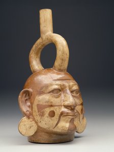 Vasija con pico en forma de cabeza de hombre, c. A.D. 450-550 de Moche Moche