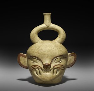 Vasija en Forma de Cabeza de Felino, 100-800 d.C. de Moche Moche