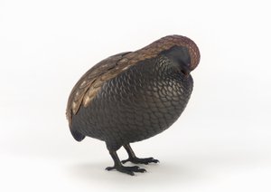 Caja de incienso en forma de codorniz, una de un par, Tokio, período Edo de Mochizuki Hanzan