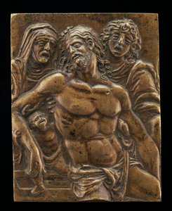 Cristo en la tumba, sostenido por la Virgen, San Juan y un ángel, 1508-1513 de Moderno