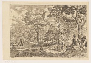 Paisaje forestal con sátiros. Paisajes después de Tiziano (título de la serie) de Moise Jean Baptiste Fouard