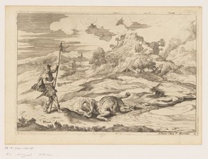 Paisaje con George y el dragón Paisajes después de Tiziano (título de la serie) de Moise Jean Baptiste Fouard