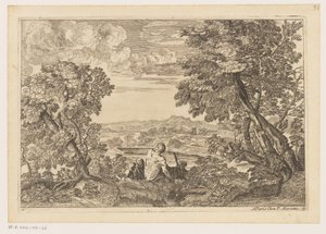 Paisaje con cuatro hombres descansando Paisajes después de Tiziano (título de la serie) de Moise Jean Baptiste Fouard