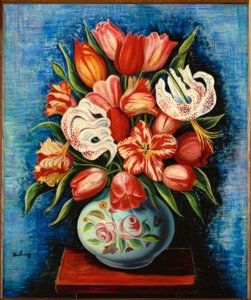 Ramo de flores con tulipanes y lirios de Moise Kisling