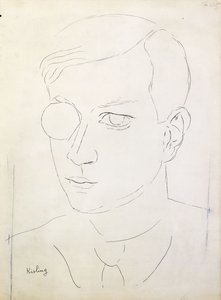 Retrato de Tristan Tzara; Portrait de Tristan Tzara de Moise Kisling