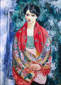 Mujer con chal polaco (óleo sobre lienzo)