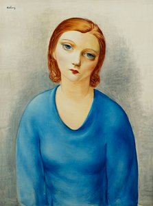 Joven con blusa azul; Jeune Femme au Corsage Bleu, c.1925 (óleo sobre lienzo) de Moise Kisling