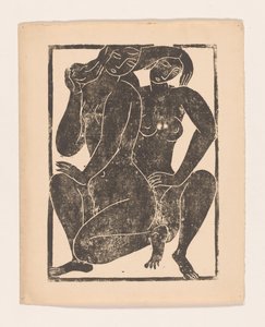 Dos mujeres desnudas agachadas de Moissej Kogan