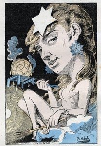 Alegoría de la ola de calor en “Le Trombinoscope” por Touchatout, caricatura de B. Moloch de 1882 (1849-1909). Colección privada