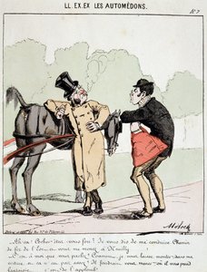 HE. EX. EX. Motoredons: Caricatura del transporte en la ciudad. Un burgués que pidió al cochero que lo llevara a la Gare de l