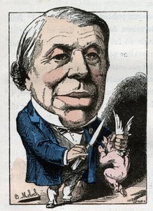 Retrato de Philippe Ricord (1800-1889), cirujano francés en “Le Trombinoscope” por Touchatout, caricatura de B. Moloch de 1882 (1849-1909). Colección privada. de Moloch
