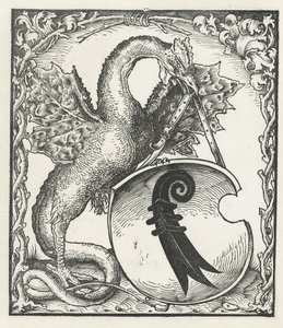 Dragón con el escudo de armas de Basilea de Monogrammist DS (graveur) (attributed to)