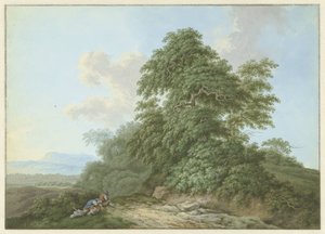 Paisaje con viajeros descansando a lo largo de una carretera de Monogrammist FWH (possibly)