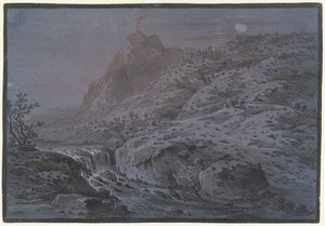 Paisaje volcánico a la luz de la luna de Monogrammist IAR of IAP