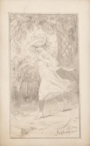 Chica corriendo al viento de Monogrammist RM.