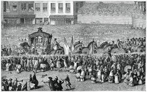 Carruaje tirado por caballos en un desfile, 1782, 1885 de Moreau