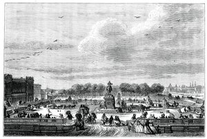 Los jardines de un palacio francés del Rey Luis XV, 1763, 1885 de Moreau