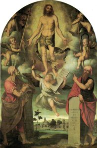 Cristo en Pasión con Moisés y Salomón de Moretto da Brescia