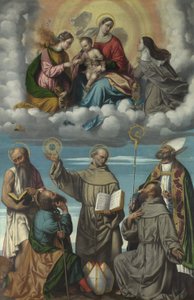 La Virgen y el Niño con San Bernardino y Otros Santos de Moretto da Brescia