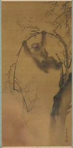 Monos en un cerezo, Monos en un saliente rocoso, 1615-1868 de Mori Sosen