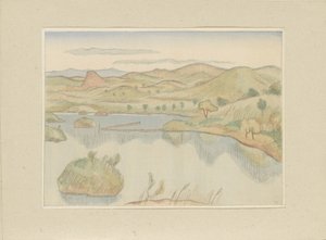 Lago al pie de la montaña Bandaisan Bandaisan fumoto no ko Segunda parte, área de Aizu (título de la serie) Dai nishû, Aizu no bu (título de la serie) Impresiones de paisajes japoneses (título de la serie) Nihon fûkei hanga (título de la serie) de Morita Tsunetomo