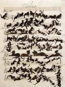 La Sinfonía del Gato (Die Katzensymphony) dibujo de Moritz von Schwind de 1868. Staatliche Kunsthalle Karlsruhe.