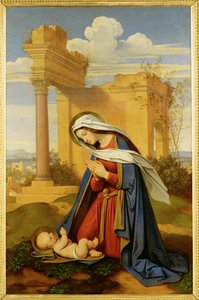 La Virgen María adorando al niño ... (pintura sobre lienzo) de Moritz Ludwig von Schwind