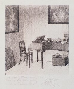 Vista de la habitación de Franz Schubert (grabado)