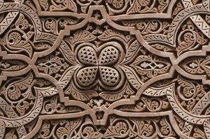 Kasbah de Thamiel glaoui, estuco (detalle) de Moroccan School