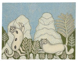 Gatos en la nieve de Morris Hirshfield