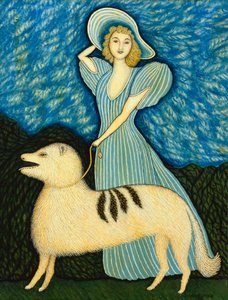Chica con perro de Morris Hirshfield
