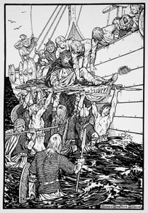 El rey Haakon moribundo llevado a su barco, 961 1913
