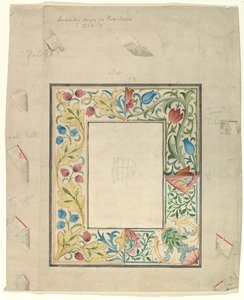 Diseño de bordado para un marco, No. 098, después de 1875 de Morris and Co
