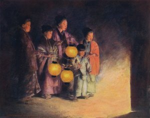 A la luz del farol, c1887, 1901 de Mortimer L Menpes