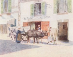 Un carro de arena en el muelle de Pont-Aven (litografía en color)