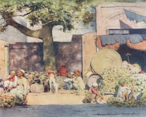 Puestos de frutas en Delhi, 1905