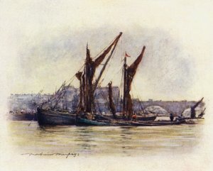Barcazas de heno cerca del puente de Westminster de Mortimer Ludington Menpes