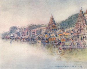 En las orillas del río sagrado, Benarés, 1905 de Mortimer Ludington Menpes