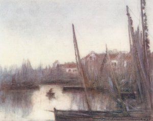 La Flota de la Sardina, Concarneau (litografía en color) de Mortimer Ludington Menpes