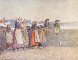 Vigilancia de la flota pesquera, Concarneau (litografía en color) de Mortimer Ludington Menpes