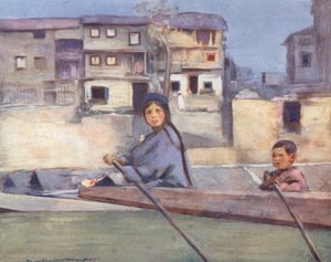 Niños del mundo: Cashmere, On the River Jhelum (litografía en color) de Mortimer Ludington Menpes