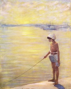 Niños del mundo: Cingaleses, Pesca (litografía en color)