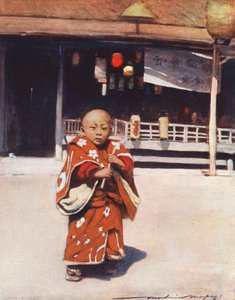 Niños del mundo: Japonés, La flor de la familia (litografía en color)